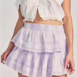 LoveShackFancy Lilac Ruffle Mini Skirt